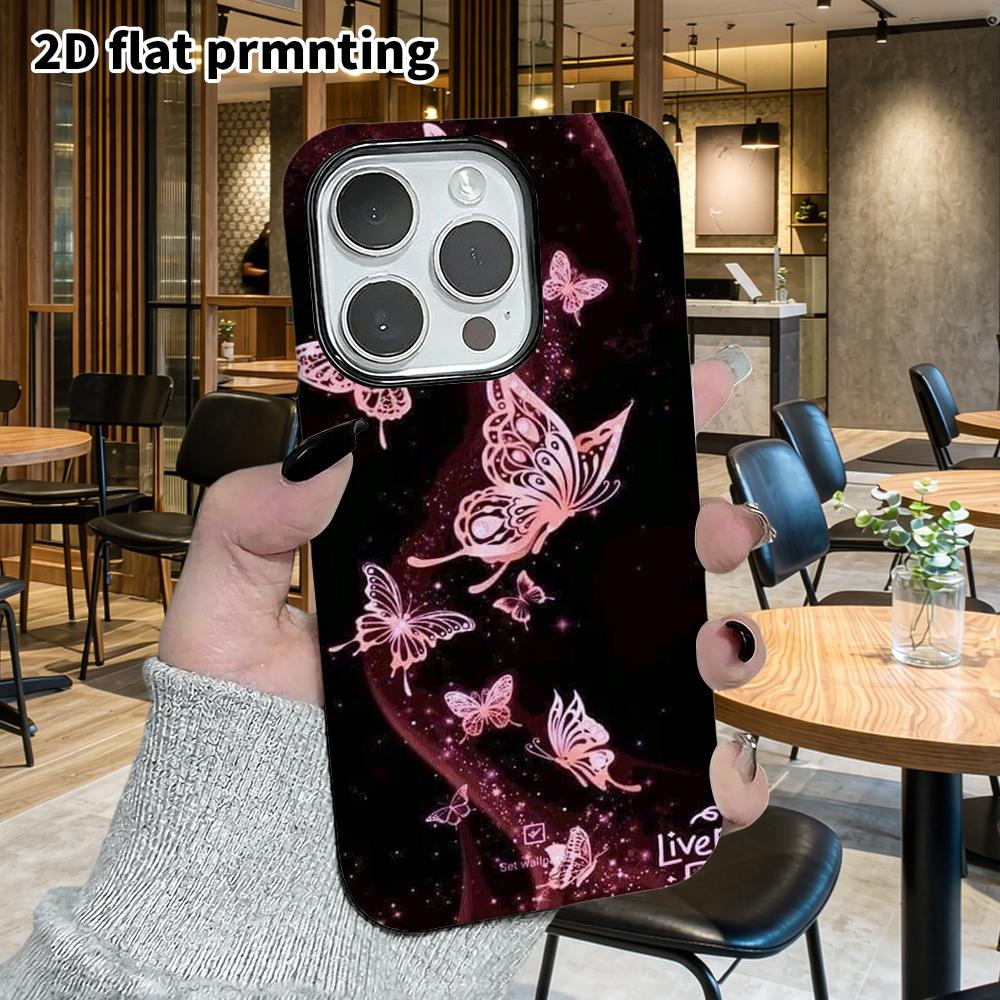 Phone Case: 2D Flat Design Suitable for iPhone 18 17 16 15 14 13 Pro Film Protective Case, Couple Style, Hollow Butterfly, Christmas and Halloween Gif