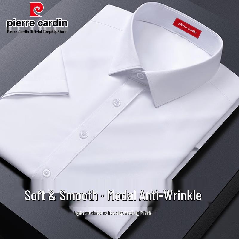 Pierre Cardin Camicia Casual da Uomo a Maniche Corte in Misto Modal