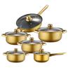 12-teiliges Antihaft-Edelstahl-Kochgeschirrset mit vergoldeten Griffen