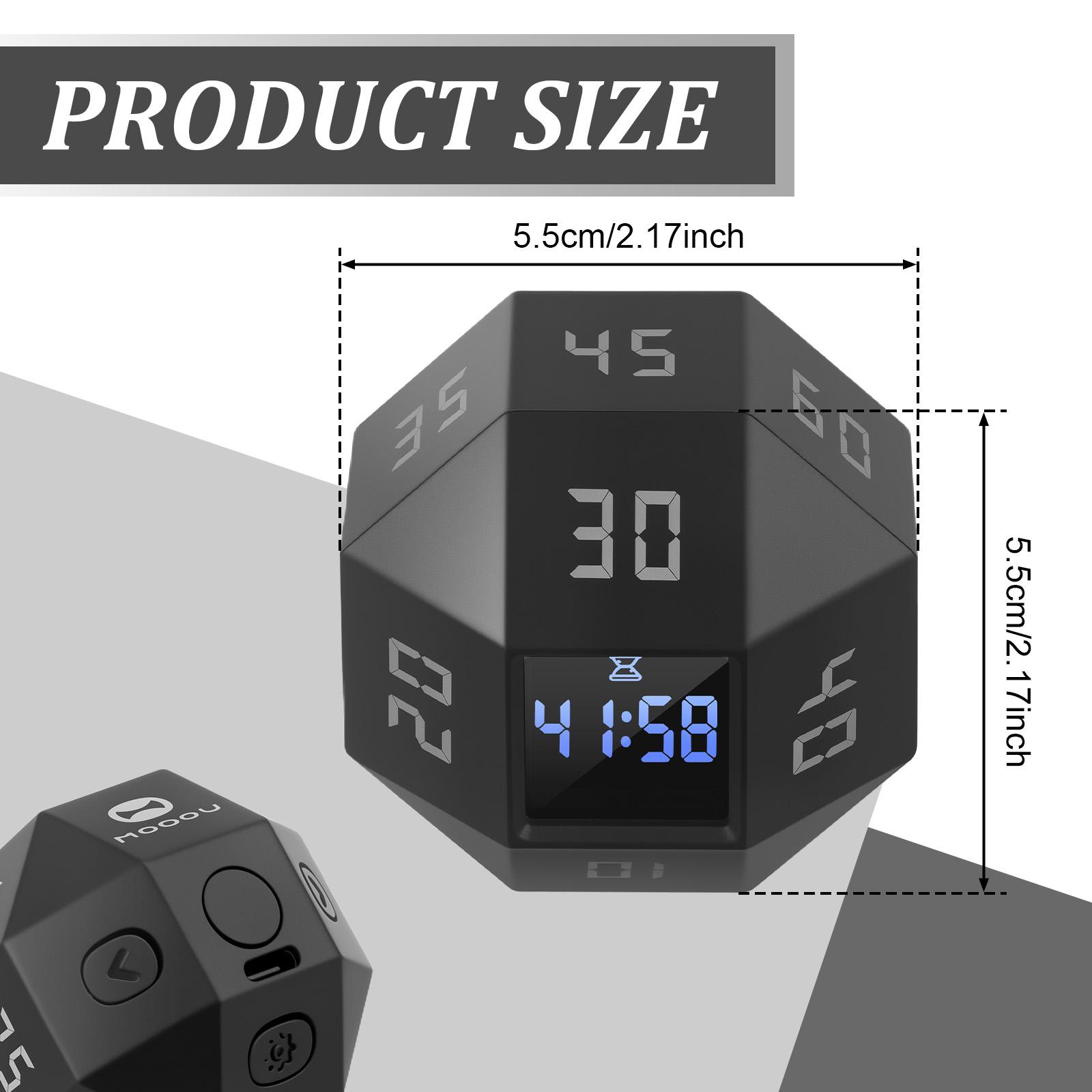 Cube Timer LED Display Gravity Sensor Flipping Study Countdown Cooking Timers Mini Digital Timer Bedroom Kitchen Accessories bianco