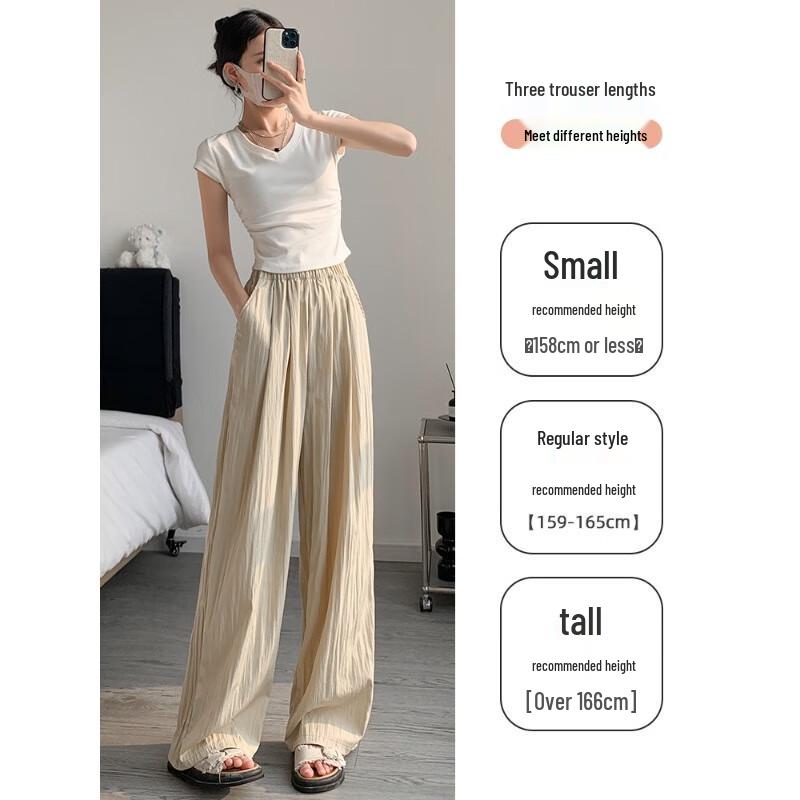 JEANSWEST Women's Relaxed Fit Ice Silk Wide-Leg Pants