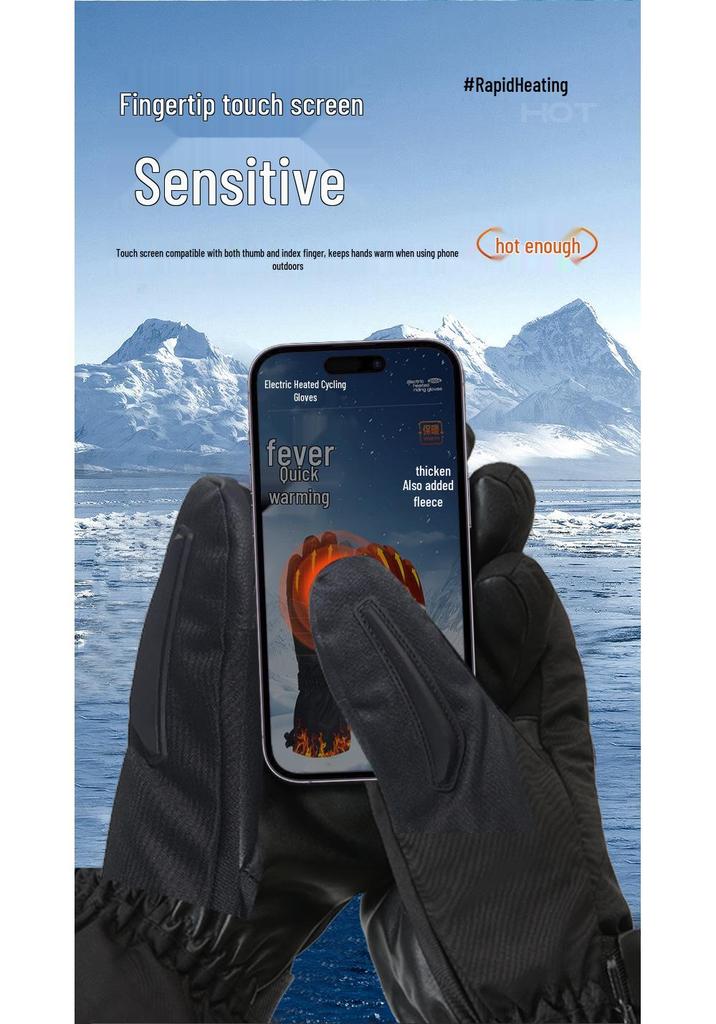 Electric Heated Cycling Gloves - Winter Touchscreen Gloves with Temperature Control for Outdoor Work