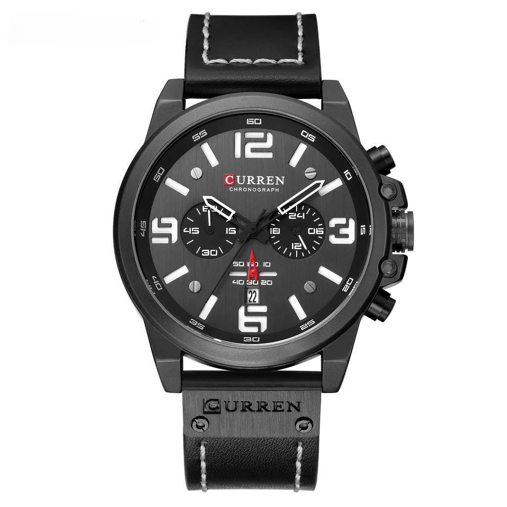 Waterproof Quartz Leather Wristwatch for Men's Daily Wear