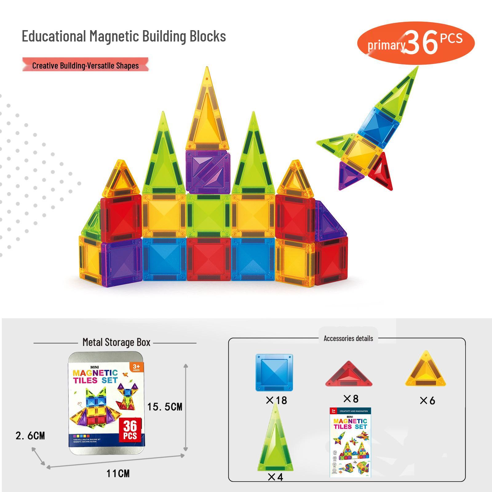 Portable Magnetic Building Blocks Puzzle - Children s Educational Toy, 3.75cm Squares