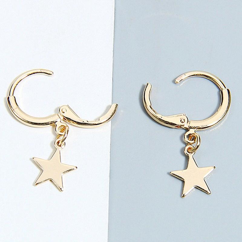 

Cute Moon Star Charms Drop Earrings for Women Girls Fashion Punk Metal Gold Copper Color Dangle Earrings Minimalist Zircon Gift
