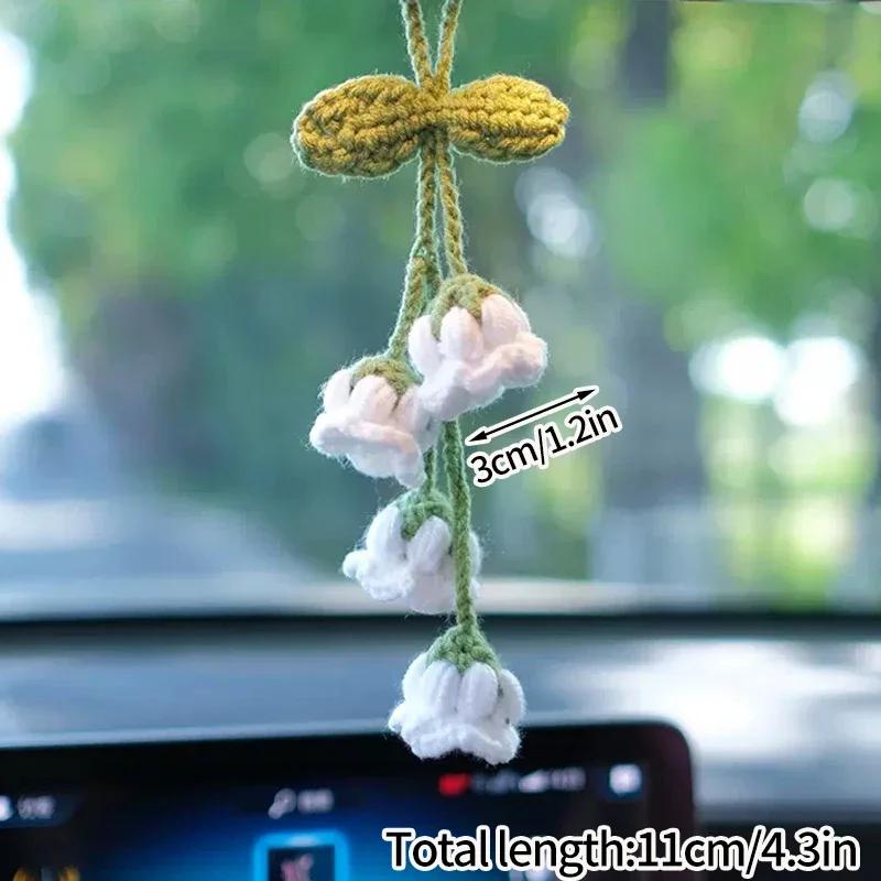 Flowers Crochet Plant Keychain Artificial Flowers Hanging Decoration Wedding Mother'S Day Gift Car Pendant Keychain Knit Flower
