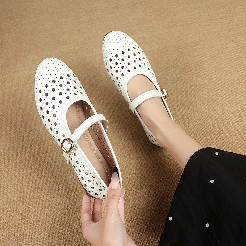 

Retro hollow ballet Mary Jane shoes women s 2025 spring new breathable soft-soled sandals flat-soled comfortable single shoes 40 белый