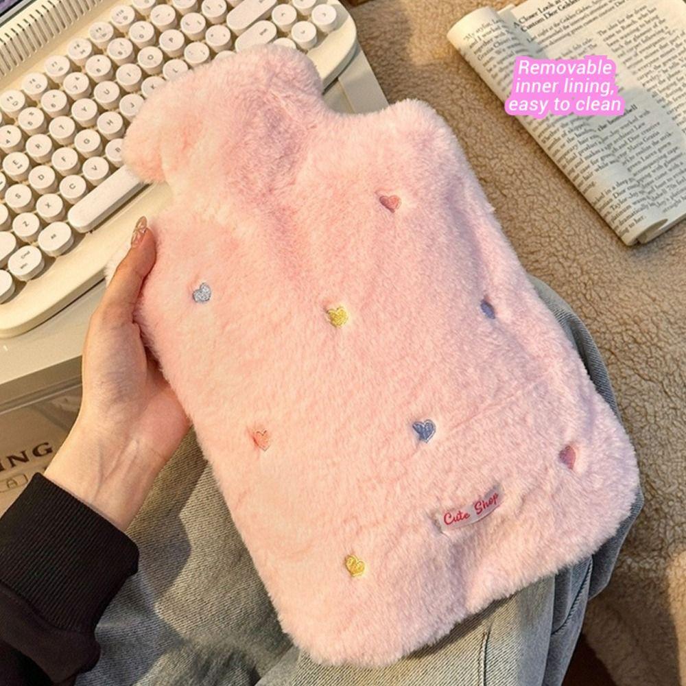 2000ML Hot Water Bottle Plush Belly Warmer Portable Hand Warmer Winter