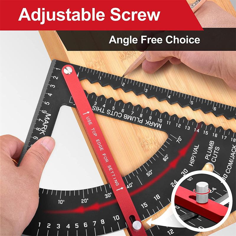 7/12 Inch Carpentry Triangle Ruler Adjustable Multi Function Carpenter Layout Square Woodworking