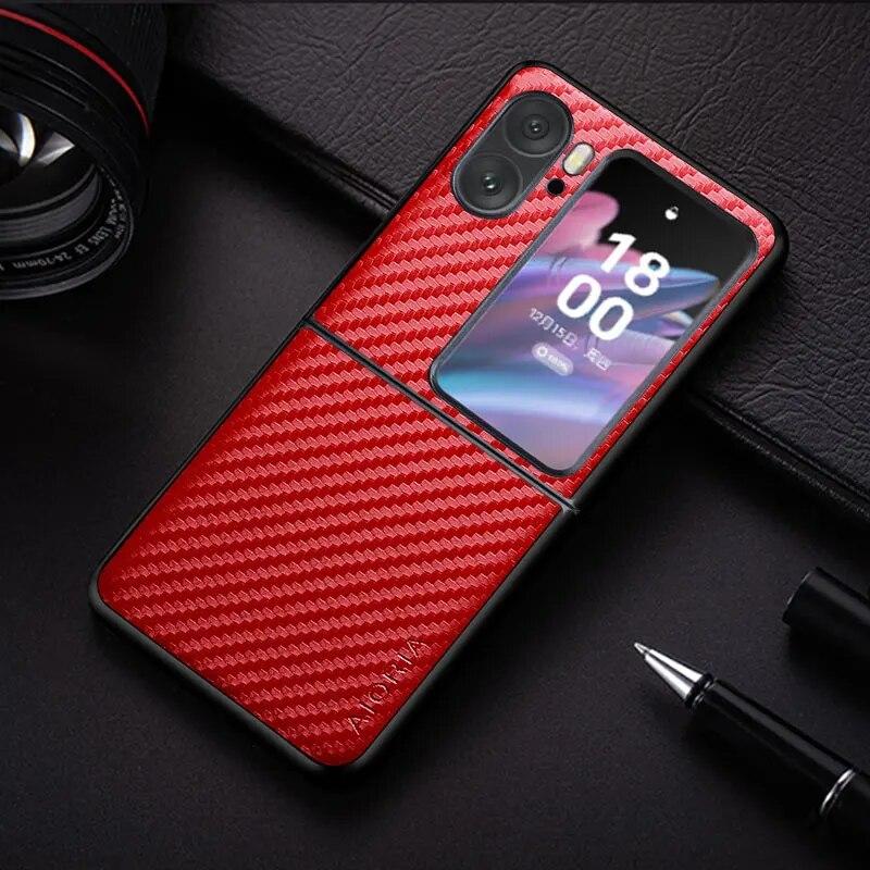 Carbon Fibre Texture Phone Case for Oppo Find N2 Flip 5G Fashion Design Back Cover Funda Coque for Oppo Find N Case