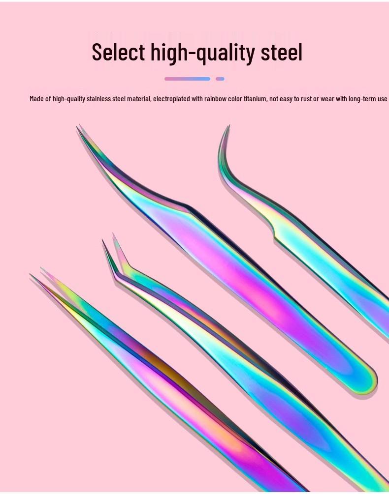 Golden Feather Precision Eyelash Extension Tweezers Set