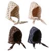 Cute Floral Design Polyester Cotton Earflap Hat With Warmth For Skiing Daily Wear Comfortable And Easy To Clean