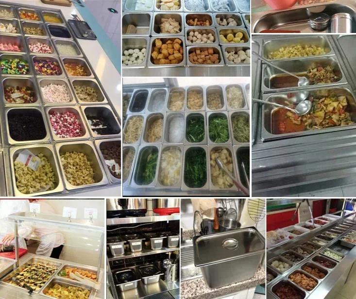 Square Pots GN Pan Kitchen 304 Stainless Steel 1/9 1/6 1/4 1/3 Food Pan Chafing Buffet Gastronorm Pan Containers Lid 0.7 Mm