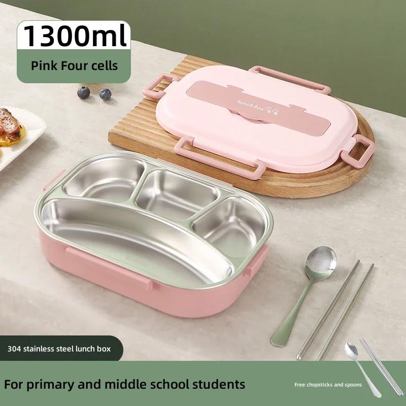 Portable Lunch Box for Kids Students Stainless Steel Thermal Lunchbox with Spoons and Chopsticks Food Container Bento Box