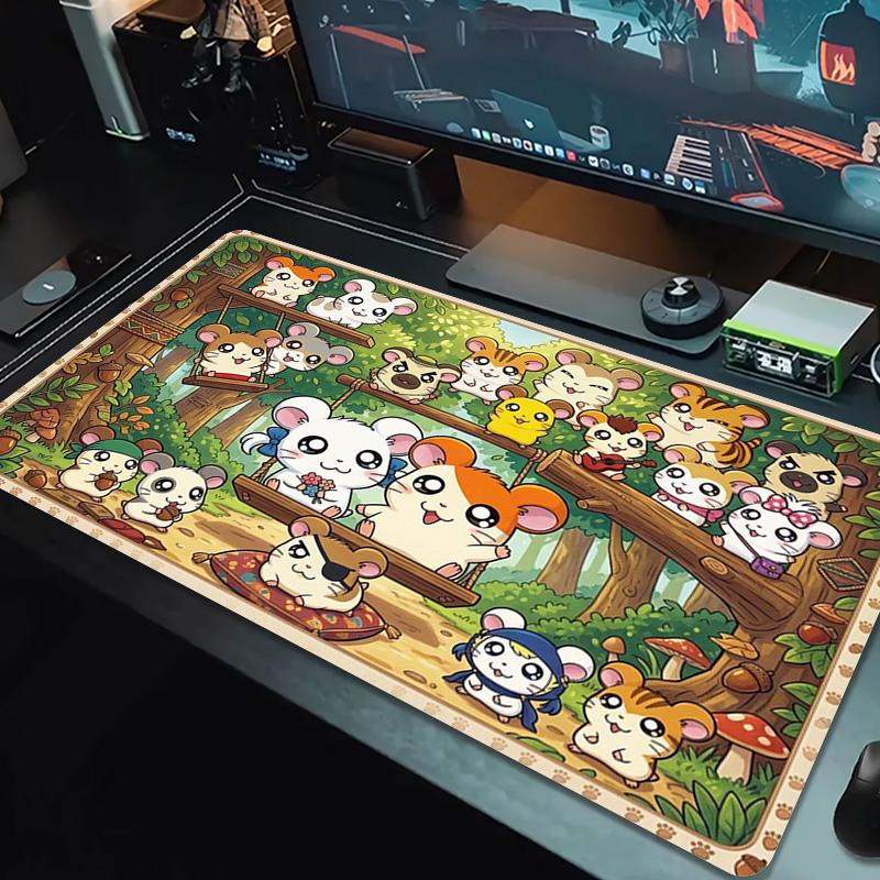 Hamtaro Anime Color Mouse Pad Large Gaming Table Cushion Non-slip Laptop Tablet Big Mousepad XXL Mat Mini PC Playmat With Lock Edge