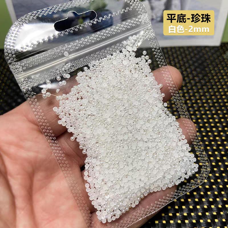 1 Bag 2-5mm White Pearls Ball Nail Rhinestones Round Beads Mixed Size Pearls DIY Nail Art Decoration Pearls Manicure Accessories