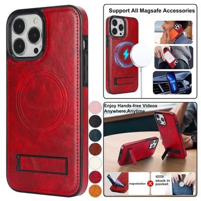 Wireless Charging Leathe Phone Case for iPhone 15 Pro Max 14 Plus 13 Mini 12 11 X XS XR for Samsung Galaxy S24 Ultra S23 S23 FE S22 Flip Holder Cover
