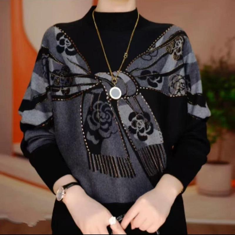 2026 Fashion Color Block German Velvet Plus Size Loose Slimming Women's Autumn/Winter Top