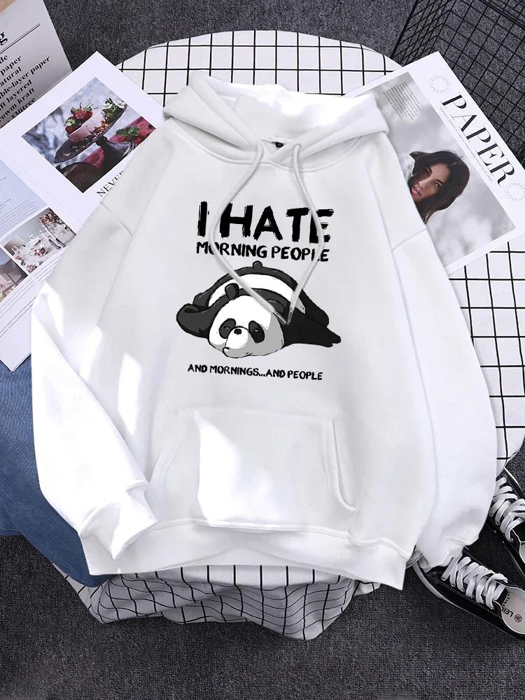 Pullover For Woman Fashion Korean Round Neck Hoodie Female Panda Sleeps Print New Women'S Sweatshirt Warm