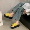 2025 summer new fashion thick bottom woven non-slip small height increase cool slippers wear high-end one-word