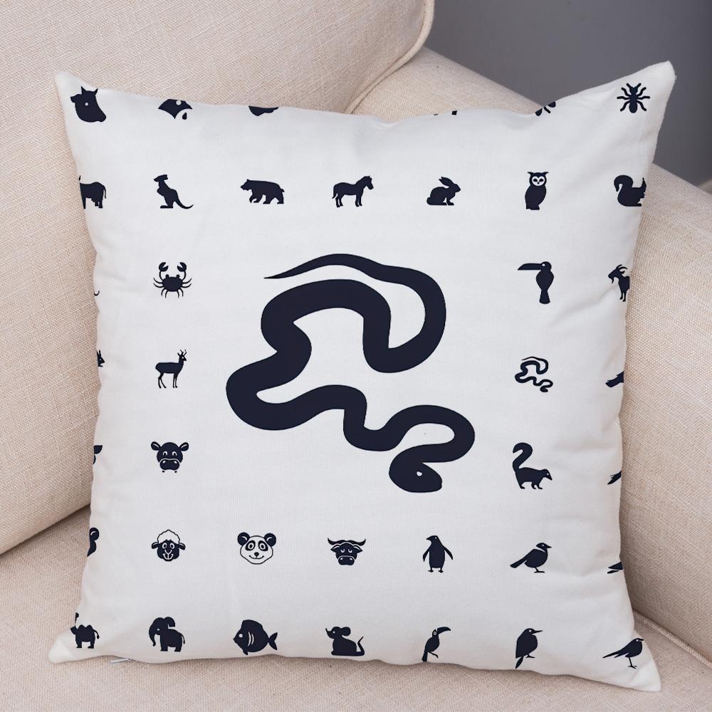 Cute Animal Silhouette Pattern Double Sided Printed Cushion Cover Soft Home Decor Pillowcase