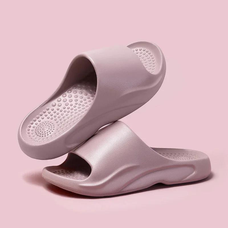 

Unisex Anti-Slip Soft Sole Cloud Slippers 2025 Summer Women Light Odorant Home Eva Slides Bathroom Bath Massage Elderly Slippers 44-45 фиолетовый