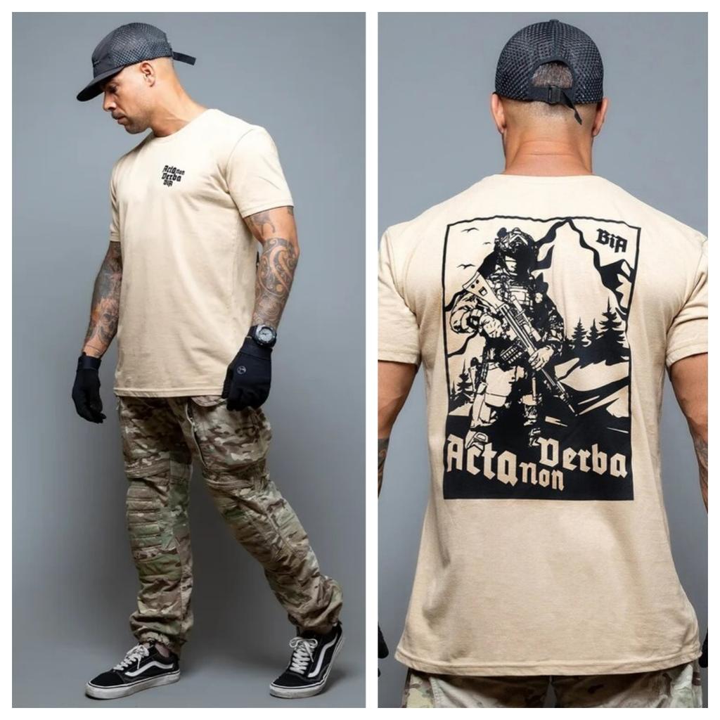 Brothers in Arms Acta Non Verba Militärische Taktik T-Shirt Baumwolle Grafik-T-Shirt Unisex Unisex Sommer Streetwear