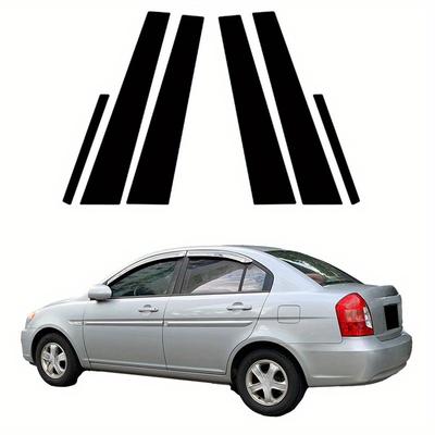6pcs Fit For Hyundai Verna Accent MC 2006 2007 2008 2009 2010 Glossy Black Pillar Posts Window Door Column B C Pillar Post Cover