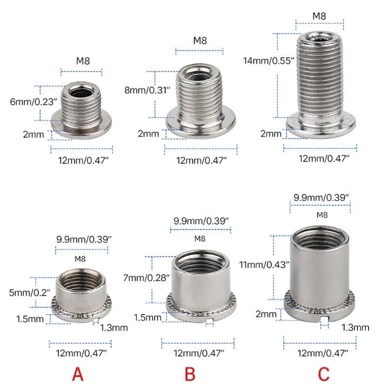 5Pcs Single Double Triple Bike Chainring Bolts Nut with Multiple Size Optional for Single, Double and Triple Chainrings