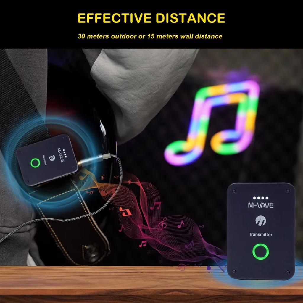 M-VAVE WP-9 Wireless In-Ear Monitor System | Ultra-Low Latency 4.5ms | 2.4G Rechargeable, Mono/Stereo & Ultra-Low Latency for Live/Studio/Band