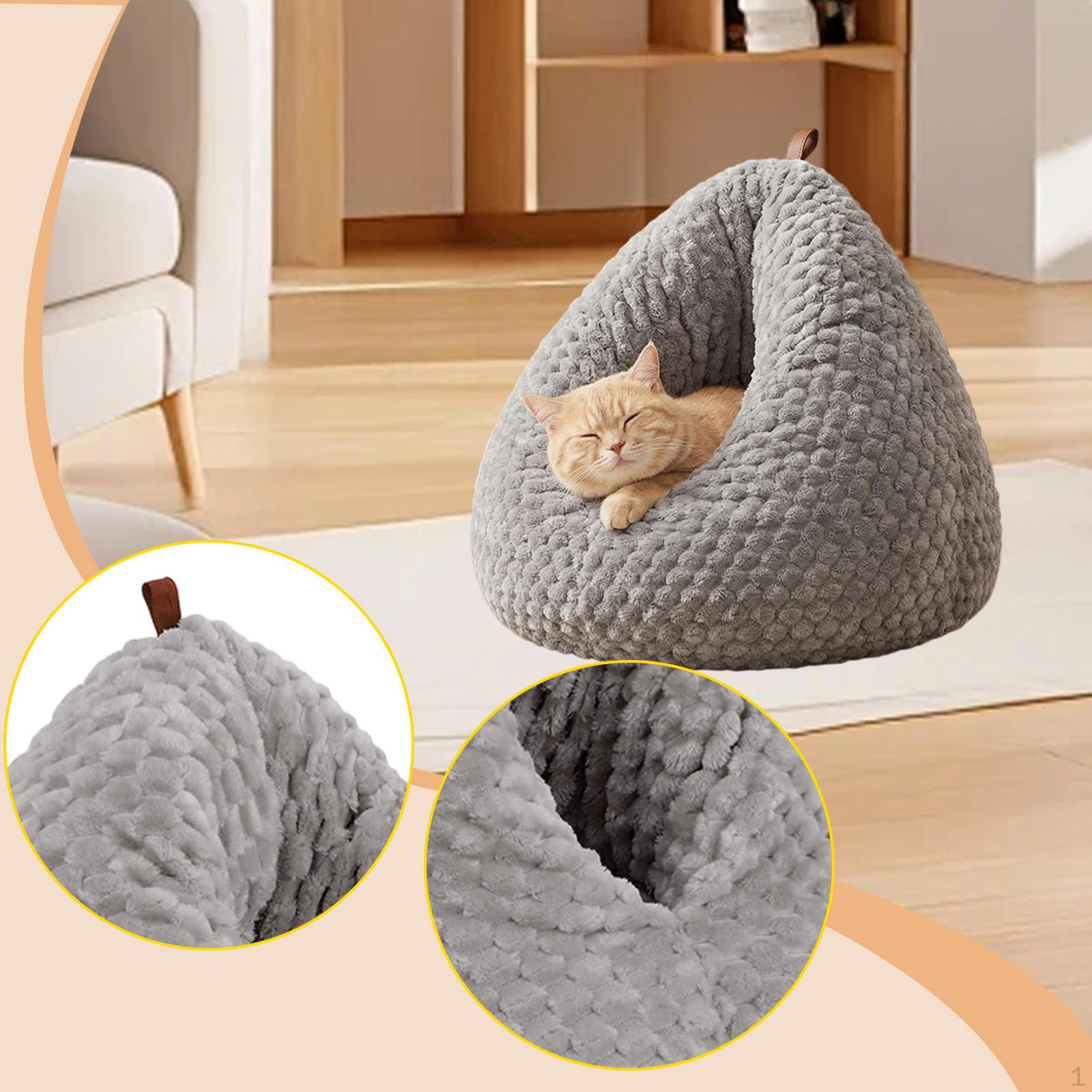 

Cat Bed Cave Hideaway Non Slip Bottom Warm Soft Hideout Pod Nest for Bunny Hedgehog серый