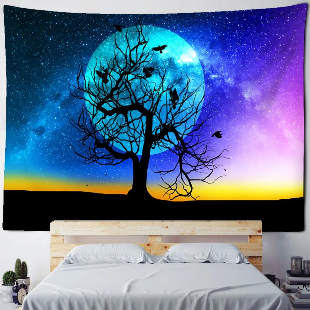 Kleurrijk Levensboom Wandkleed Wanddecoratie Natuurlandschap Hippie Tapijt Psychedelische Hekserij Esthetiek Kamer Woondecoratie