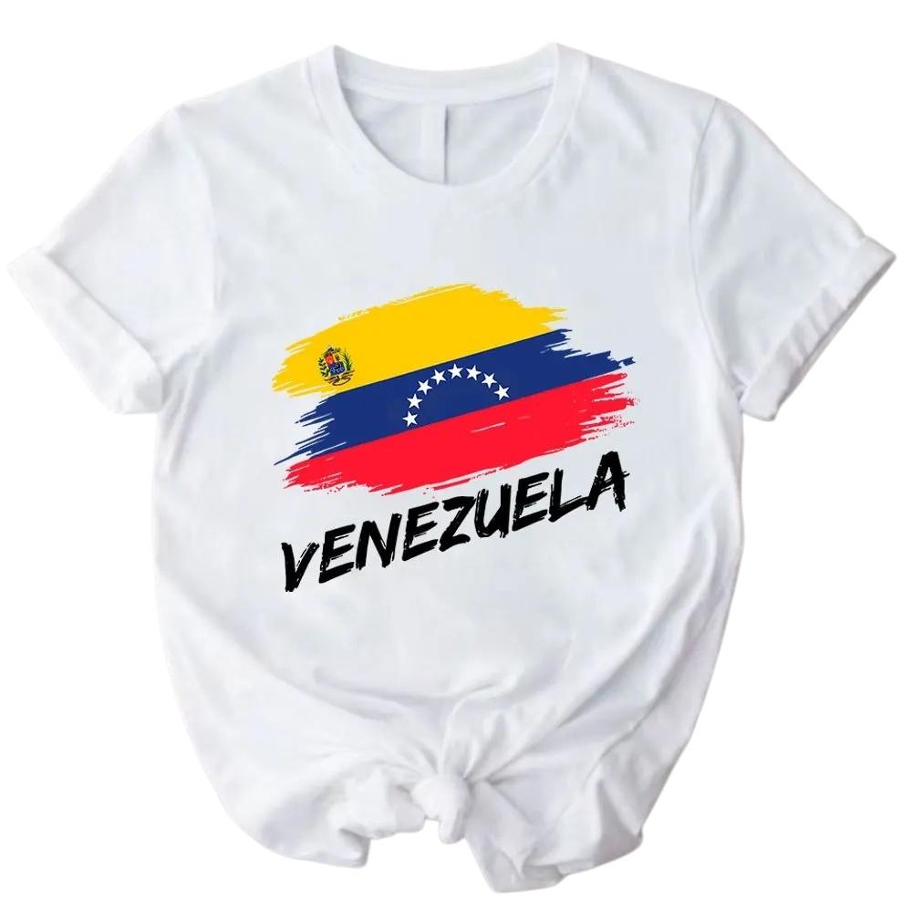 Cotton Shirt with Venezuelan Flag Printed on It Traditional South American Shirt 2026 Summer Fashion Women Cotton Loose Tshirt
