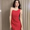 Foreign style solid color new pearl suspender dress women's summer French temperament slim and thin fashion short skirt