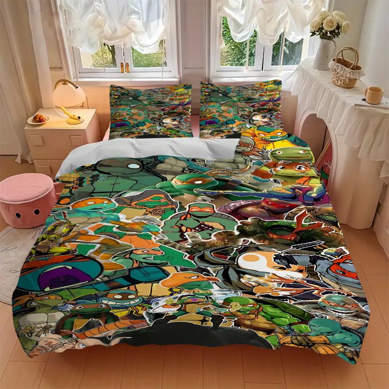 3pcs Turtles, TMNT Bedding Set. Soft and Comfortable with No Core Included (1x Duvet Cover + 2x Pillow Covers) yy251010191