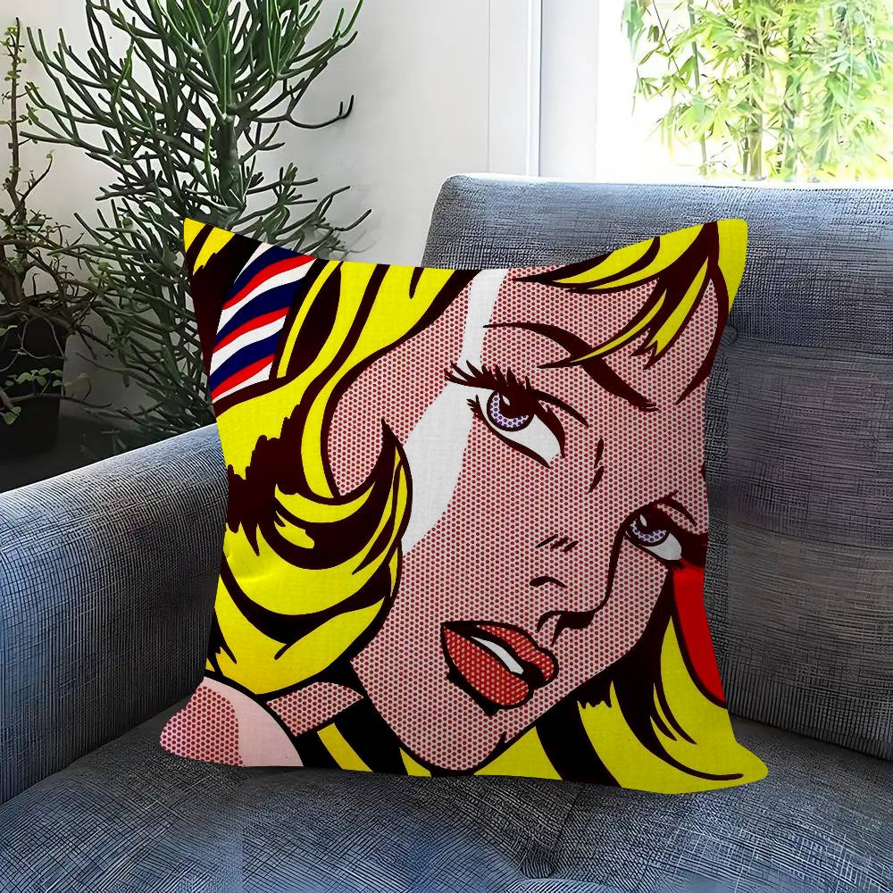 Roy Lichtenstein Pop Art Doublesided Printed pillow cover Short plush Suitable living rooms bedrooms sofas throw cushion cover