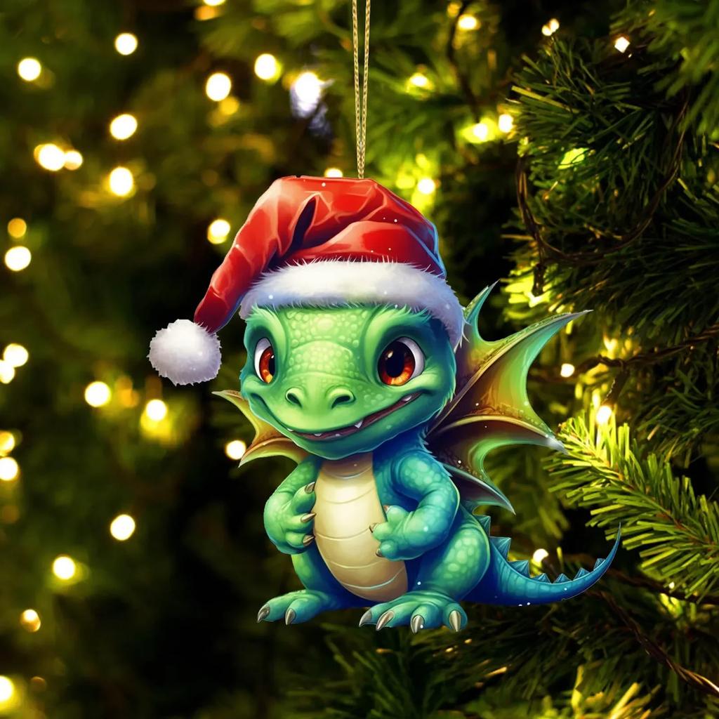 New Year Christmas Dragon Baby Egg Acrylic Christmas Hanging Creative Ornament Christmas Tree Hanging Ornament Pendant Gift