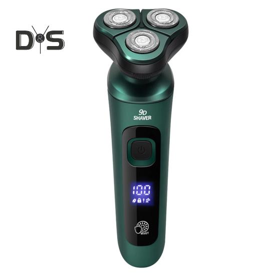 

Мужская электробритва со светодиодным дисплеем, 3 головки, USB аккумуляторная дорожная бритва, беспроводной триммер для волос, инструмент для удаления бороды, подарок парню A