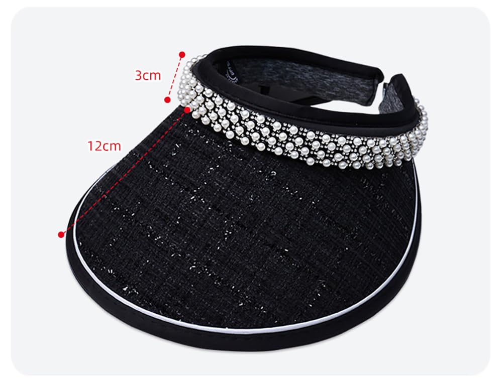Sun visor for ladies sun UV UV wide 8433 [LeafIn] women, visor, hat, pearl, protection, protection, protection, brim, summer, cute, (A-White)