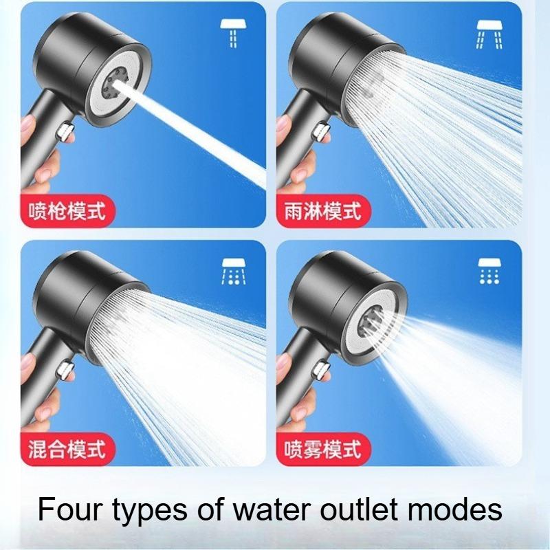 High Pressure Handheld Shower Head 4 Spray Modes with 4 Filter Pads for Shower Room Bathroom