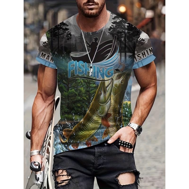 Fashion 3D Carp Fishing Men T-Shirt Fashion O-Neck Short-Sleeve Oversized