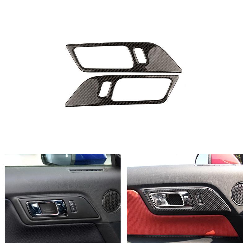 

Для Ford Mustang 2015 2016 2017 2 шт. углеродное волокно автомобиля внутренняя дверная панель дверная чаша Декор