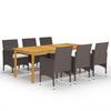 VidaXL 7-Piece Garden Dining Set Table and Patio Dining Chairs Outdoor Dining Furniture Furniture 3067858