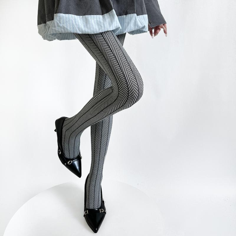 Women Tights Color Matching Striped Thigh High Stockings Pantyhose Lingerie Sexy Slim Stockings Tight Pantyhose Knitted Leggings