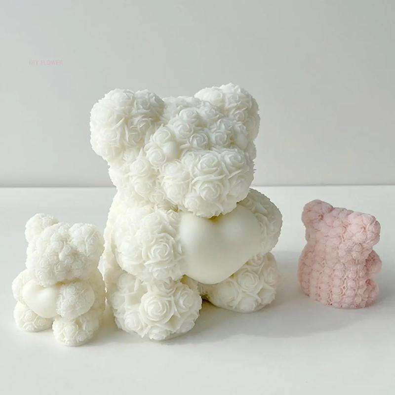 Forma do świec silikonowa Miś Przytulający Miłość DIY Niedźwiedź Różany Materiały do Robienia Świec Ręcznie Robione Formy do Mydła, Gipsu, Żywicy Dekoracje Ślubne Prezenty