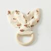Rabbit Ears Baby Wooden Hand Grasp Toy Soft Chewing Appease Toy Newborn Teething Ring  Home