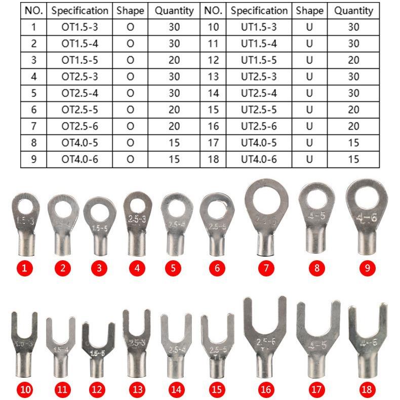 420PCS Bare Cold Crimp Wire Terminals Assortment Box, Uninsulated Copper Cable Crimp Connectors Kit