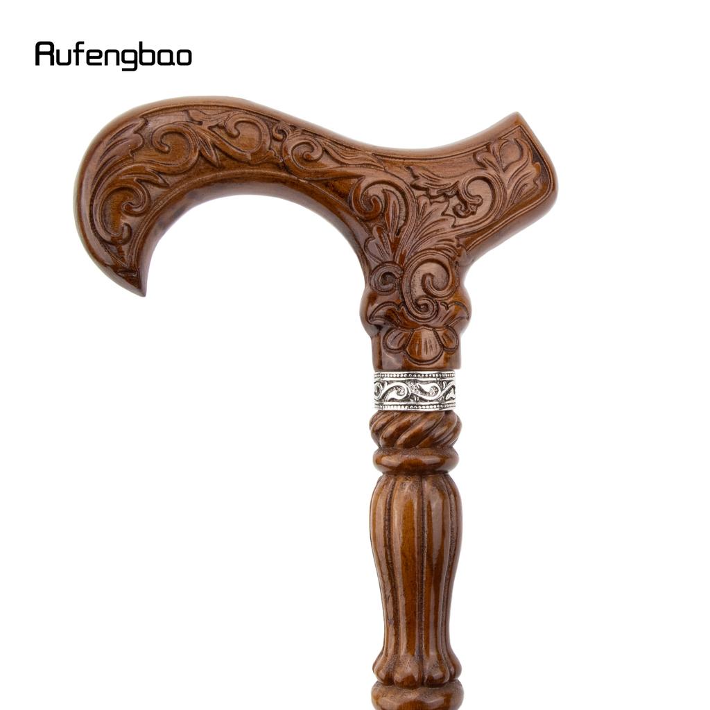 Flower Brown Wooden Fashion Walking Stick Decorative Vampire Cospaly Party Wood Walking Cane Halloween Mace Wand Crosier 93cm