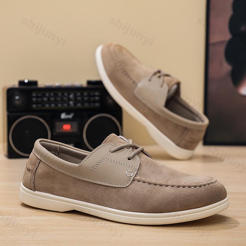 Fashion Men Flat Loafers 2025 Frosted Suede Flat Shoes Comfortable Non Slip Fashion Loafers Vintage Trendy Outdoor Business Casual Shoes