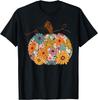 Pumpkin Floral Autumn Fall Season Wildflower Thanksgiving T-Shirt Mens Womens Tees Top Unisex Shirt